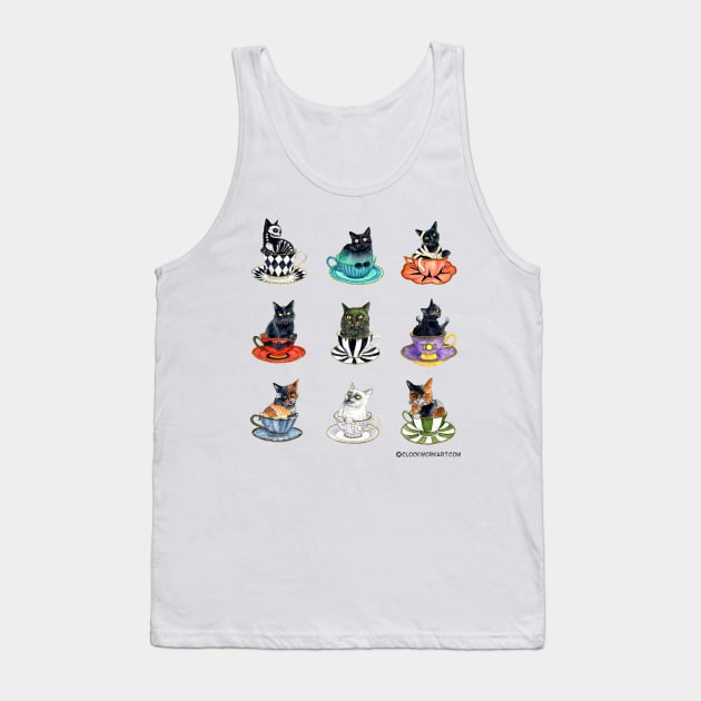 Teacup Meownsters Tank Top by Clockwork Art